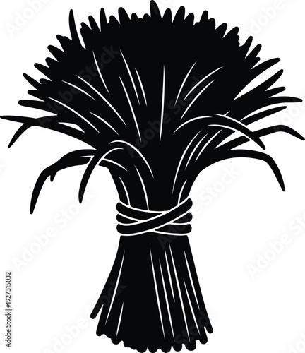 silhouette of a wheat sheaf bundle for harvest and farming vector design