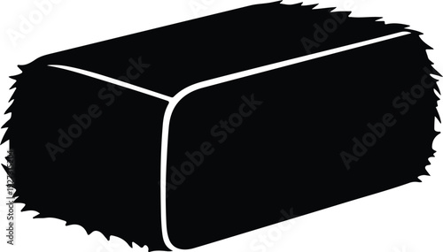 silhouette rectangular hay bale for farm agriculture and animal feed vector design
