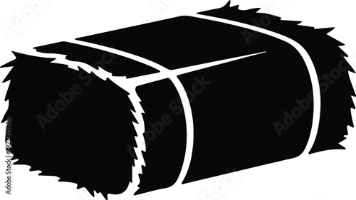 silhouette rectangular hay bale for farm harvest and agriculture vector design