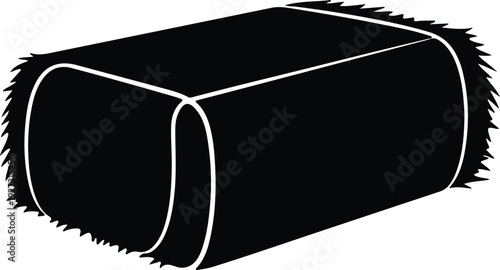 silhouette rectangular hay bale illustration for agriculture and farming themes vector design