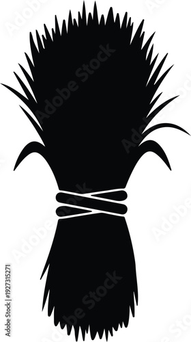 silhouette sheaf of ripe wheat grain tied with a rope vector design