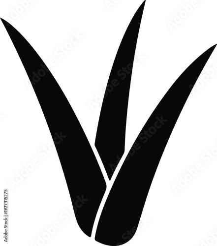 silhouette simple black agave plant leaf icon for nature vector design