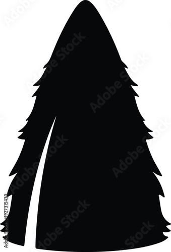 silhouette single evergreen pine tree for nature and outdoor projects vector design