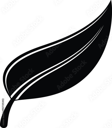 silhouette single organic leaf branch for nature and ecology vector design
