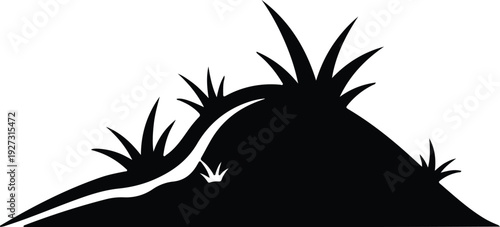 silhouette small grassy hill mound for nature landscape background vector design