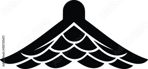 silhouette traditional asian building roof with tiled pattern architecture vector design