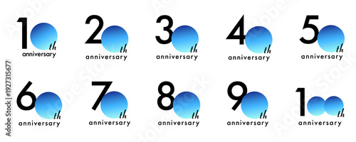 周年ロゴ_ブルー〜ライトブルー｜シンプル,実直,信頼,清潔感,誠実｜IT,テクノロジー,SaaS,スタートアップ,金融,保険,医療,バイオ,公共,インフラ,BtoB｜Anniversary Logo