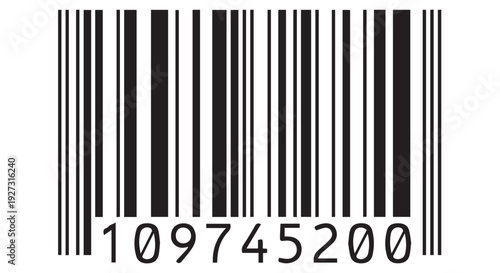 A black and white barcode with numbers on a Transparent Background, representing product identification and inventory management.