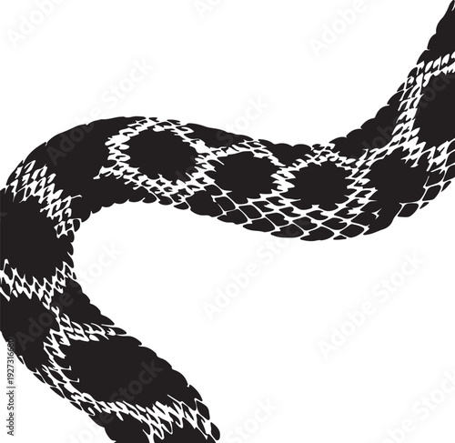 Black snake silhouette with diamond pattern on white background