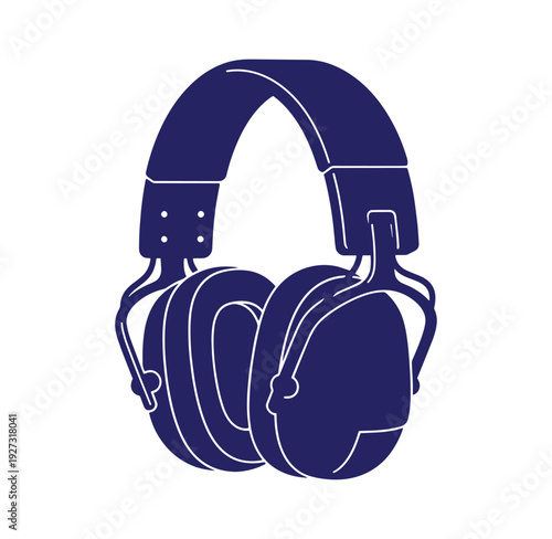 Dark blue noise cancelling headphones with ear protection and noise reduction technology