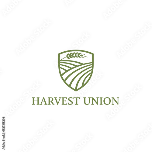 Agricultural Shield Wheat Field Logo