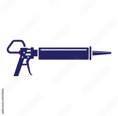 Silhouette of a caulk gun with a cylindrical cartridge and nozzle