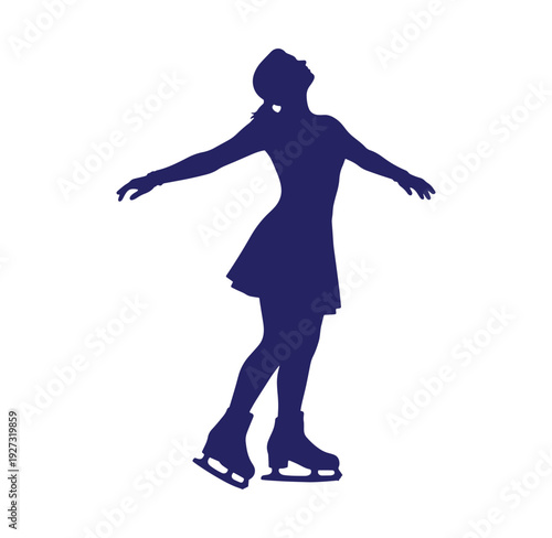 Woman ice skating on frozen surface in motion  recreational activity