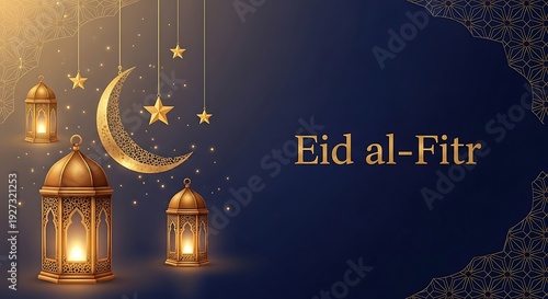 Celebrating the joyous occasion of eid al-fitr with traditional lanterns and decorations