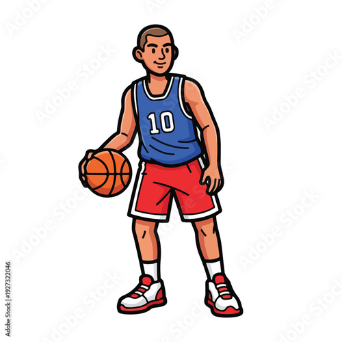 Man in blue jersey holding basketball in dynamic pose