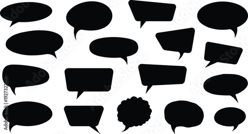 Speech Bubble Collection with Various Shapes and Styles for Communication, Chat, Conversation, and Social Media Design Elements
