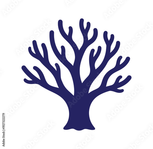 Coral reef icon in dark blue color  simple silhouette on white background