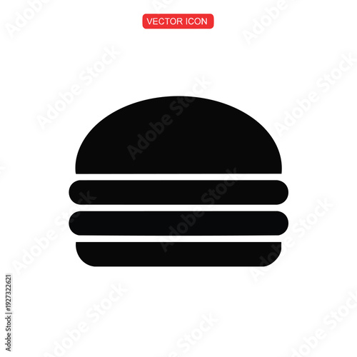 Minimalist Black Hamburger Icon for Food and Restaurant Design