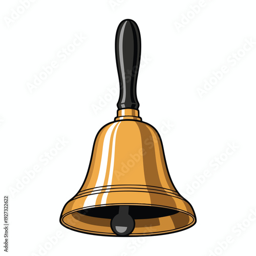 Golden Handbell with Black Handle for Celebrations and Events