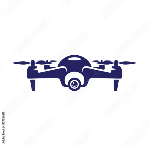 Drone icon with propellers and camera in front view