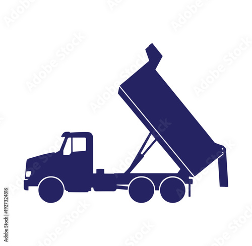 Dump truck with raised bed isolated on white background