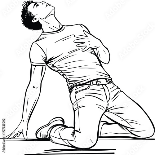 Expressive Kneeling Dance Pose With Extension