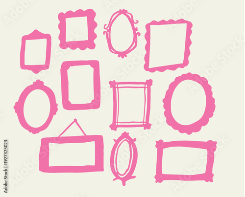 Cute hand-drawn pink frames 
