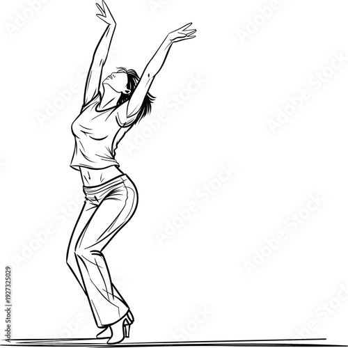 Expressive Upward Stretch Dance Motion Pose