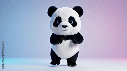 Adorable Baby Panda Waving for Children's Content and Digital Media.