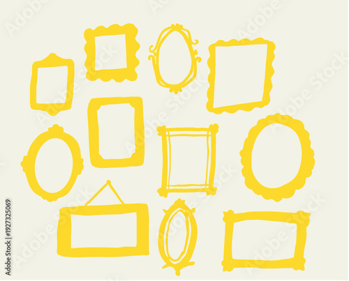 Cute hand-drawn yellow frames 