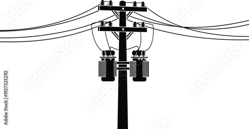 Electricity transmission tower with wires and insulators