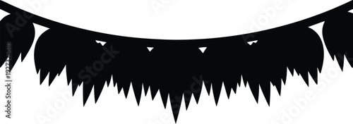 silhouette decorative holiday garland with jagged bottom edges festive banner vector design