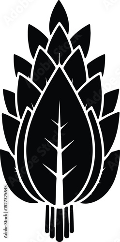 silhouette elegant botanical plant flower bud cone abstract modern vector design