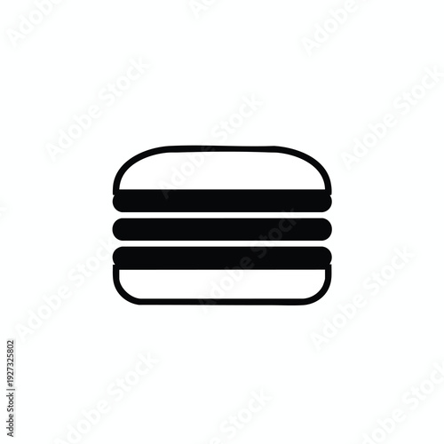 Minimalist Black and White Icon of a Sandwich or Burger for Food and Beverage Concepts