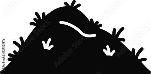 silhouette minimal grassy hill mound landscape element for natural scene vector design