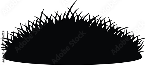 silhouette of a thick grass patch bush plant for landscape vector design