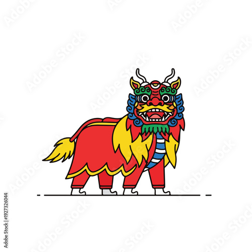 Colorful lion dance performance costume character