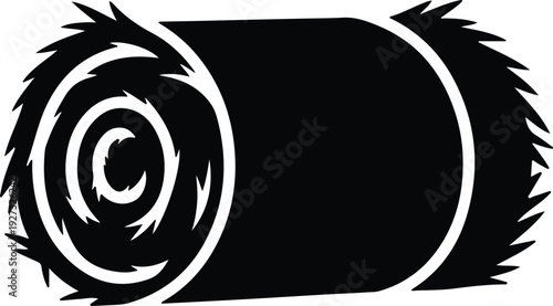 silhouette round hay bale for farming and agricultural concept vector design