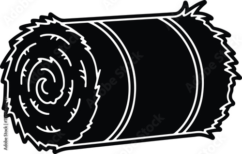 silhouette round hay bale illustration for agriculture and farming harvest vector design
