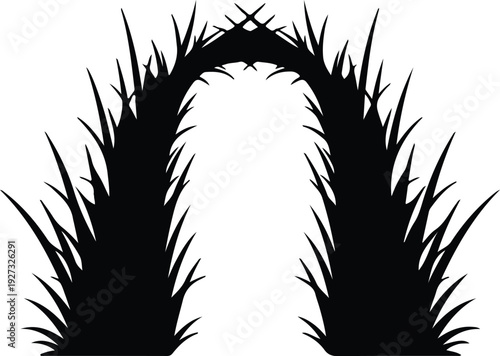 silhouette sharp thorny archway portal for dark nature or horror vector design