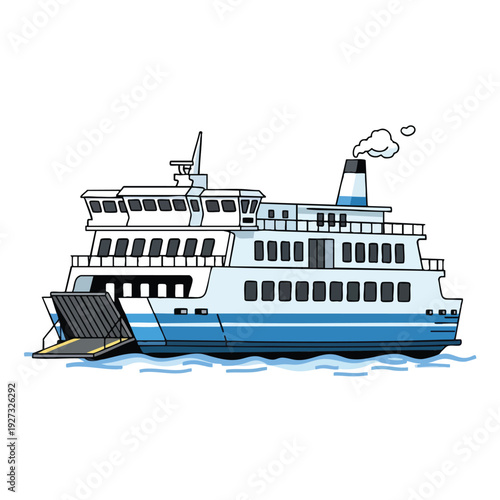 Modern Cruise Ship Sailing on Calm Waters with Clear Sky