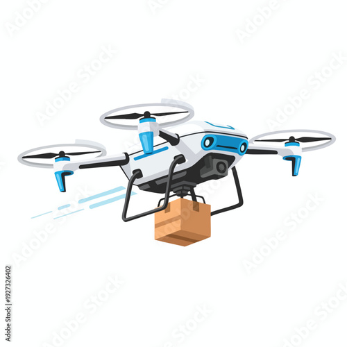 Modern Delivery Drone Flying with Package for Advanced Logistics and E Commerce