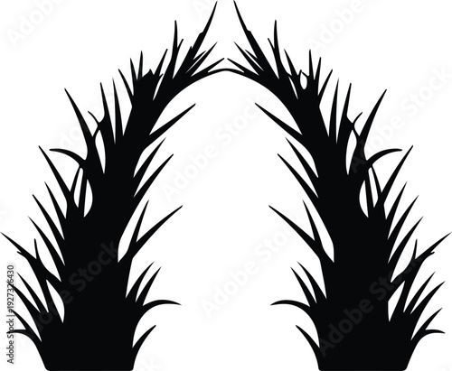 silhouette spiky grass archway abstract nature decorative frame element vector design