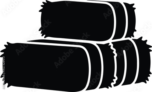 silhouette stack hay bales farm agriculture rural harvest season vector design