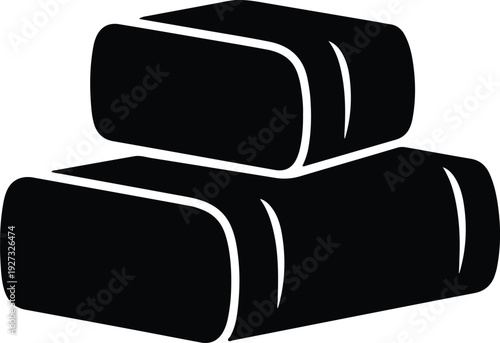 silhouette stacked hay bales icon for agriculture and farm industry vector design