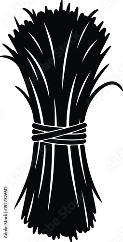 silhouette tied bundle of wheat stalks for agriculture farm harvest vector design