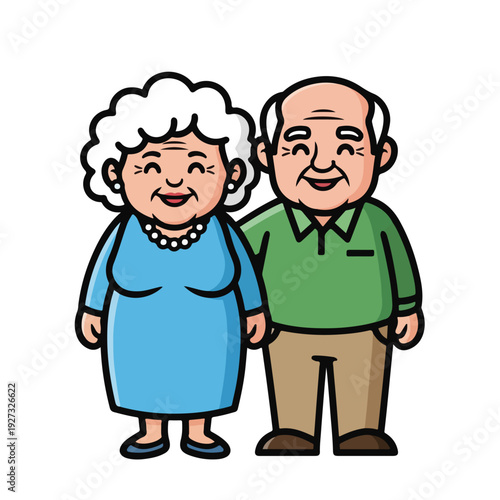 Elderly couple standing together in casual clothing smiling