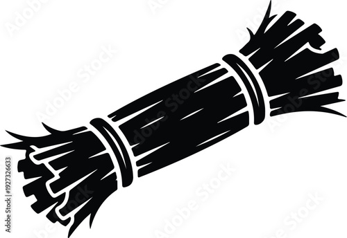 silhouette tied straw bundle isolated on white for autumn harvest vector design