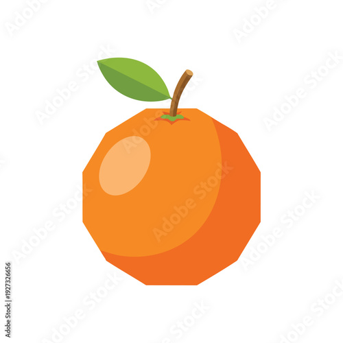 Fresh Orange Fruit with Green Leaf on a White Background