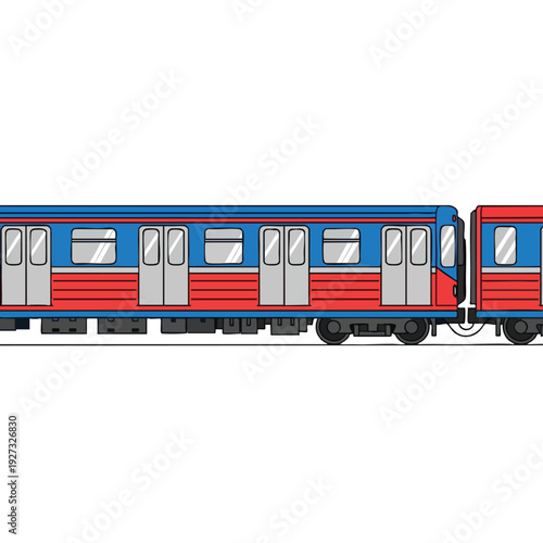 Modern Passenger Train in Motion on Railway Tracks